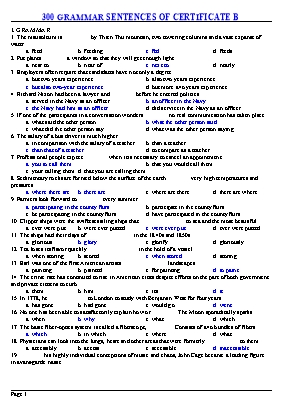 300 Câu trắc nghiệm ngữ pháp ôn thi tiếng Anh - Trình độ B